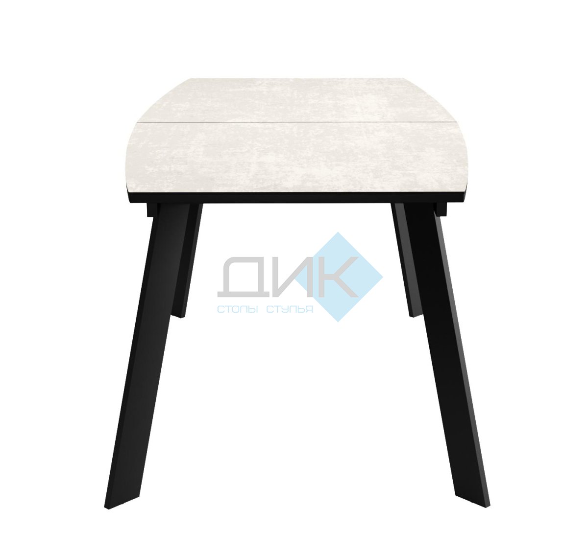 Стол DikLine XL160 хромикс белый/черный / опоры черные