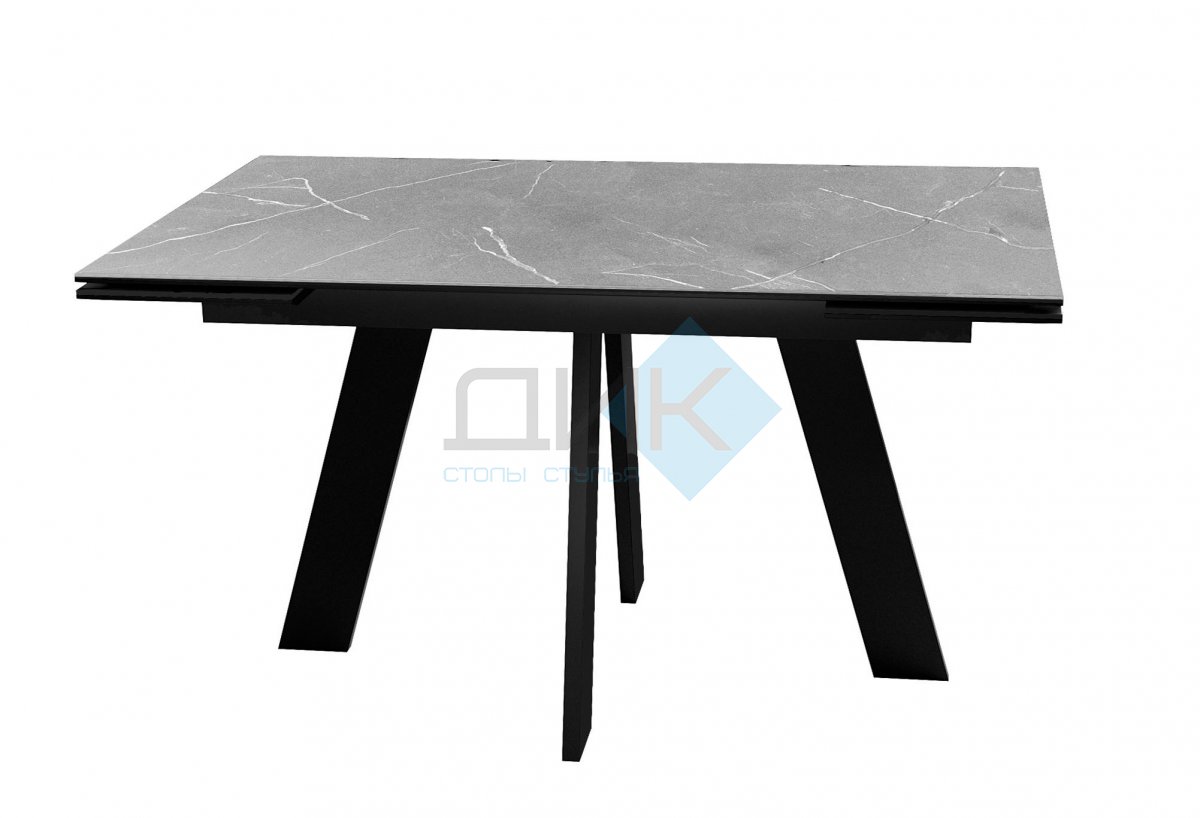 Стол DikLine SKM140 Керамика серый мрамор/подстолье черное/опоры черные (2 уп.)