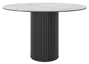 Стол DikLine AKR120 Керамика глянец Ostra Bianco/подстолье черное/опоры черные (2 уп.)