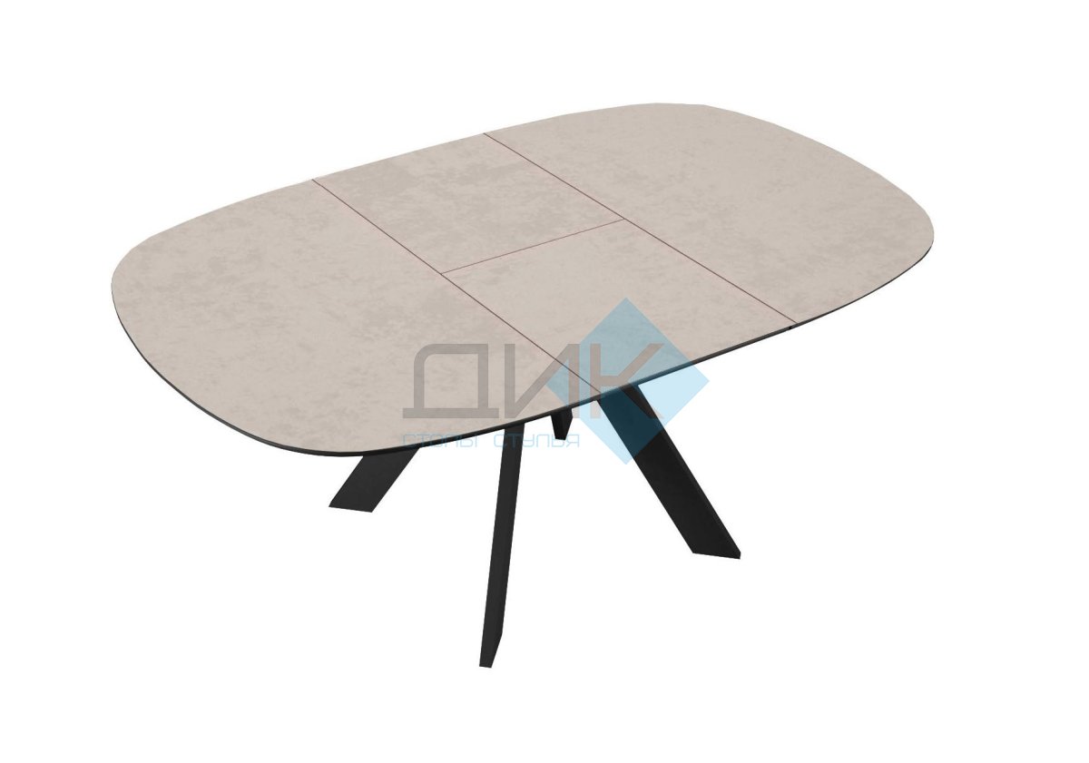 Стол DikLine BK100 Керамика Krater Perla (бежевый матовый)/подстолье черное/опоры черные