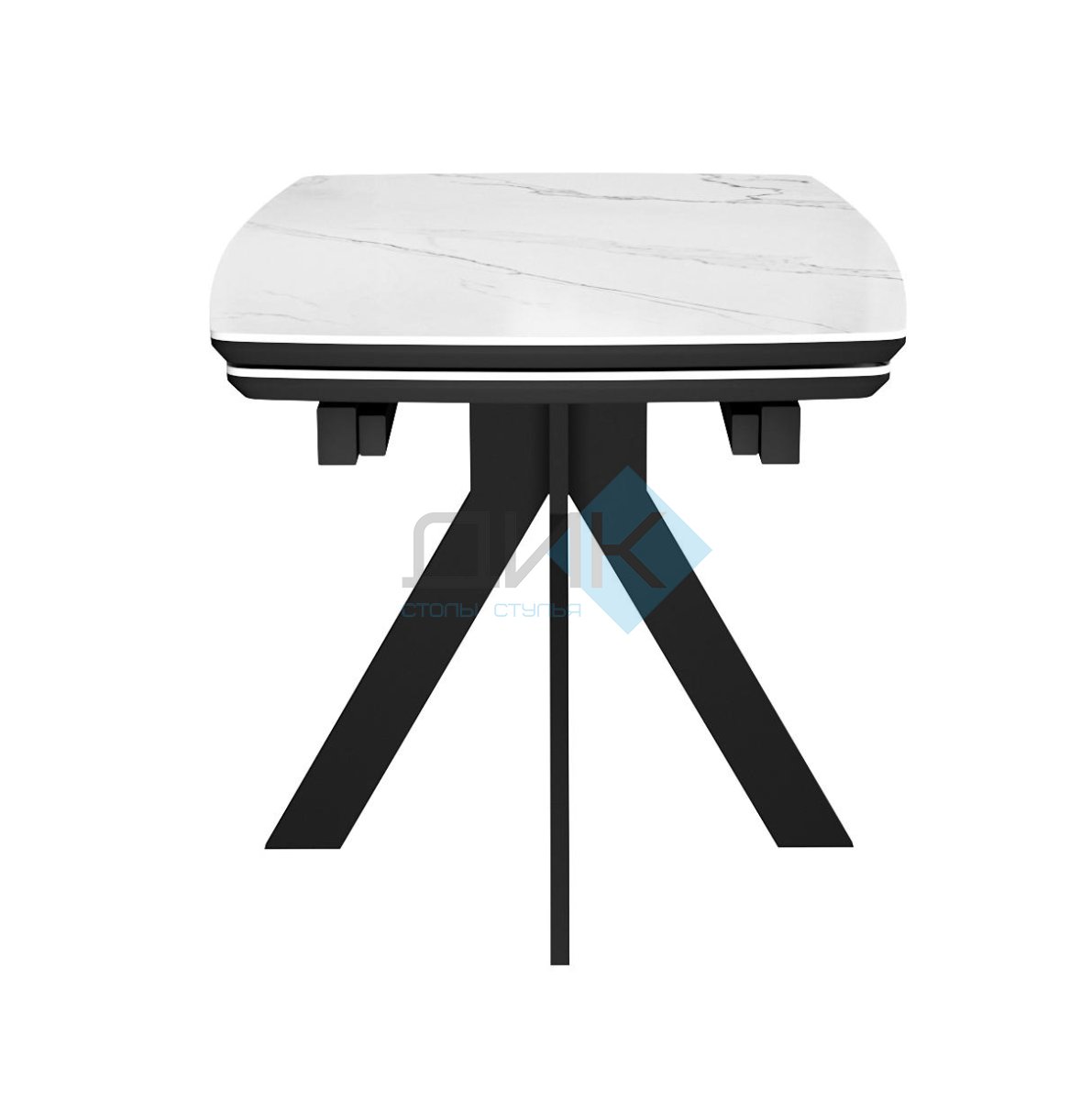 Стол DikLine DKU120 Керамика Белый мрамор/подстолье черное/опоры черные (2 уп.)