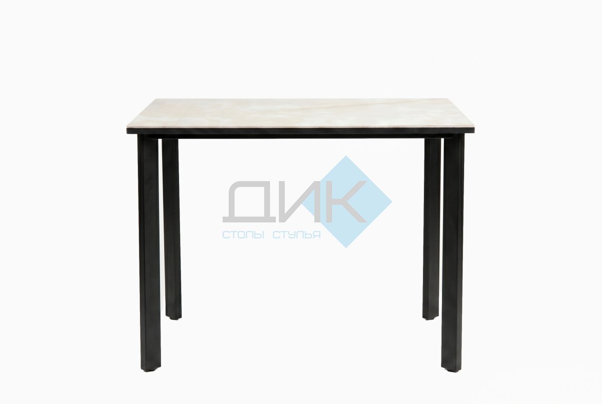 Стол DikLine DKT90 Керамика глянец белый Icelandic white jade (Ostra Bianco Light)/подстолье черное/опоры черные
