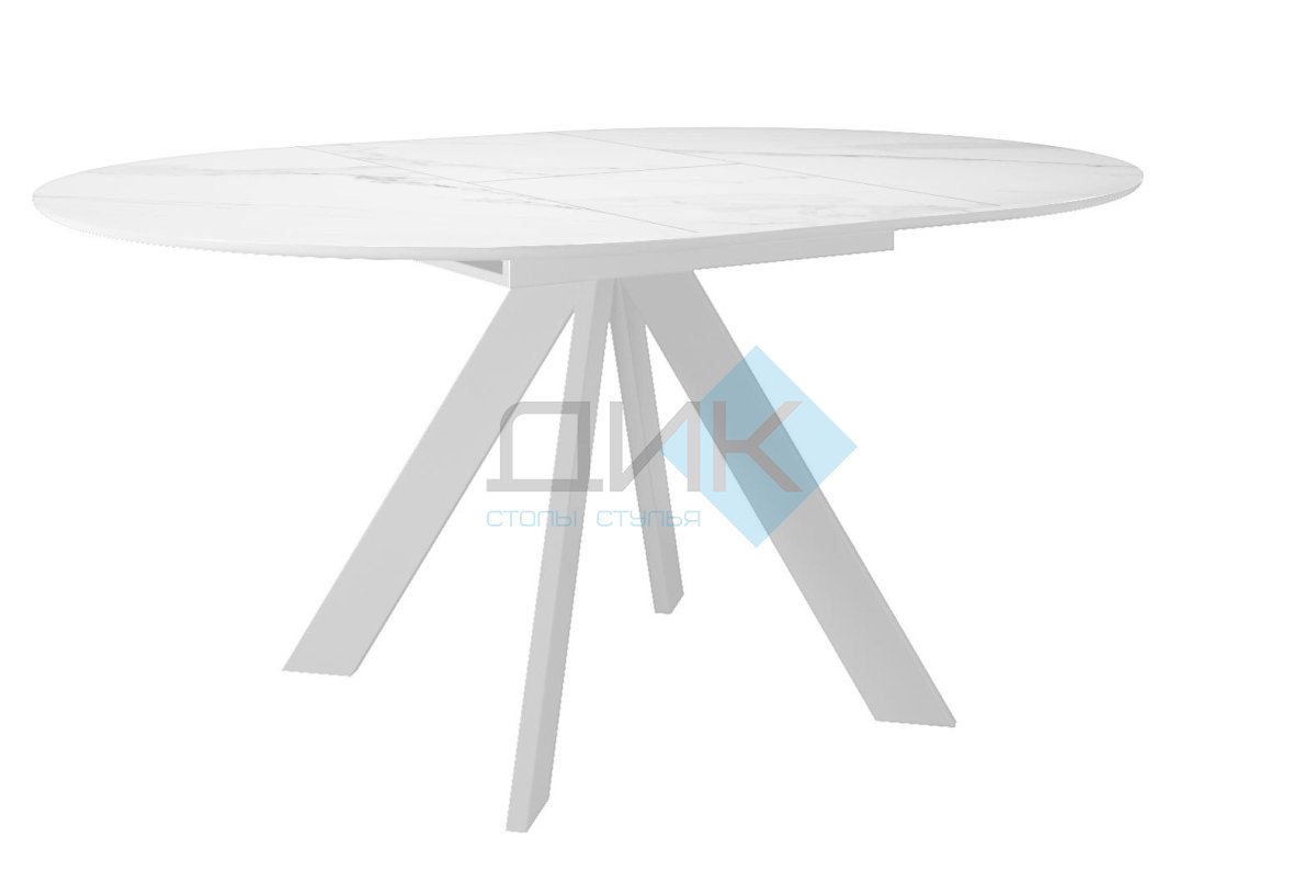 Стол DikLine SKC90 d900 Керамика Белый мрамор/подстолье белое/опоры белые