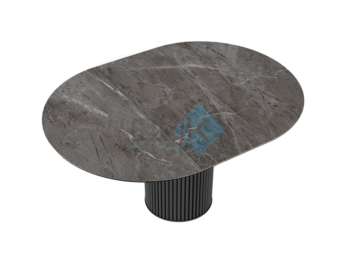 Стол DikLine AKRR120 Керамика Tundra Gris (темно-серый суперглянец)/подстолье черное/опоры черные (2 уп.)