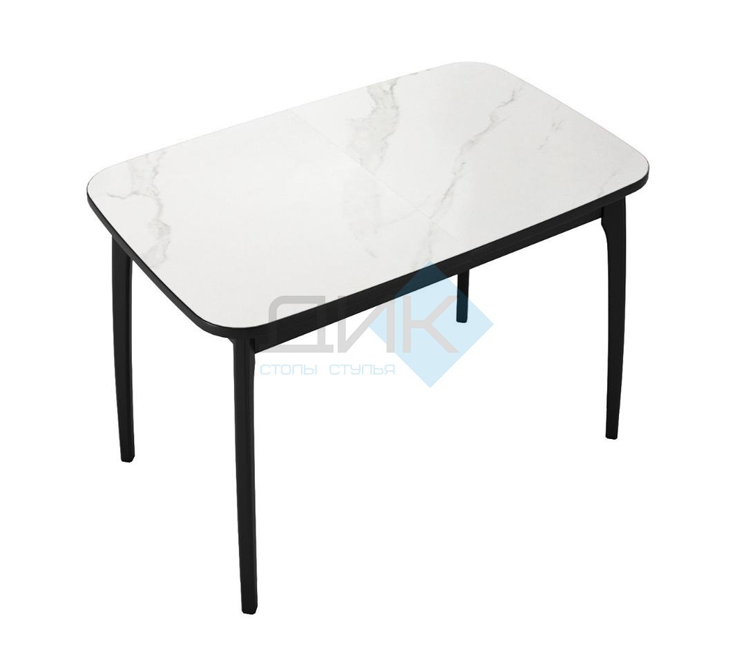 Стол DikLine MK40 Керамика Белый мрамор/подстолье черное/опоры черные