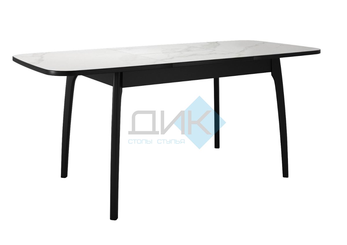 Стол DikLine MK15 Керамика Белый мрамор/подстолье черное/опоры черные