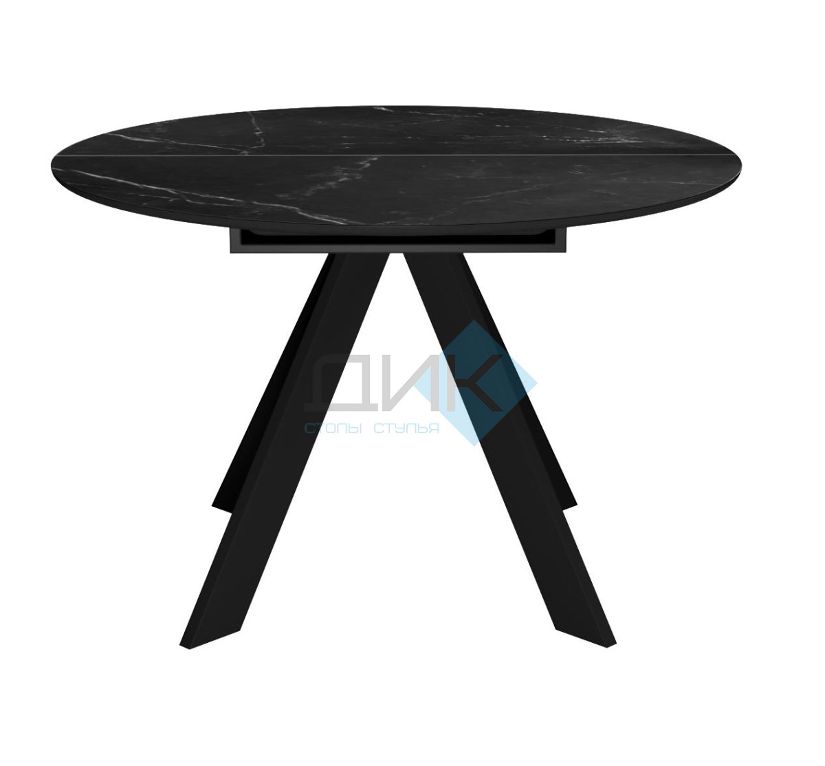 Стол DikLine SKC100 d1000 Керамика Черный мрамор/подстолье черное/опоры черные