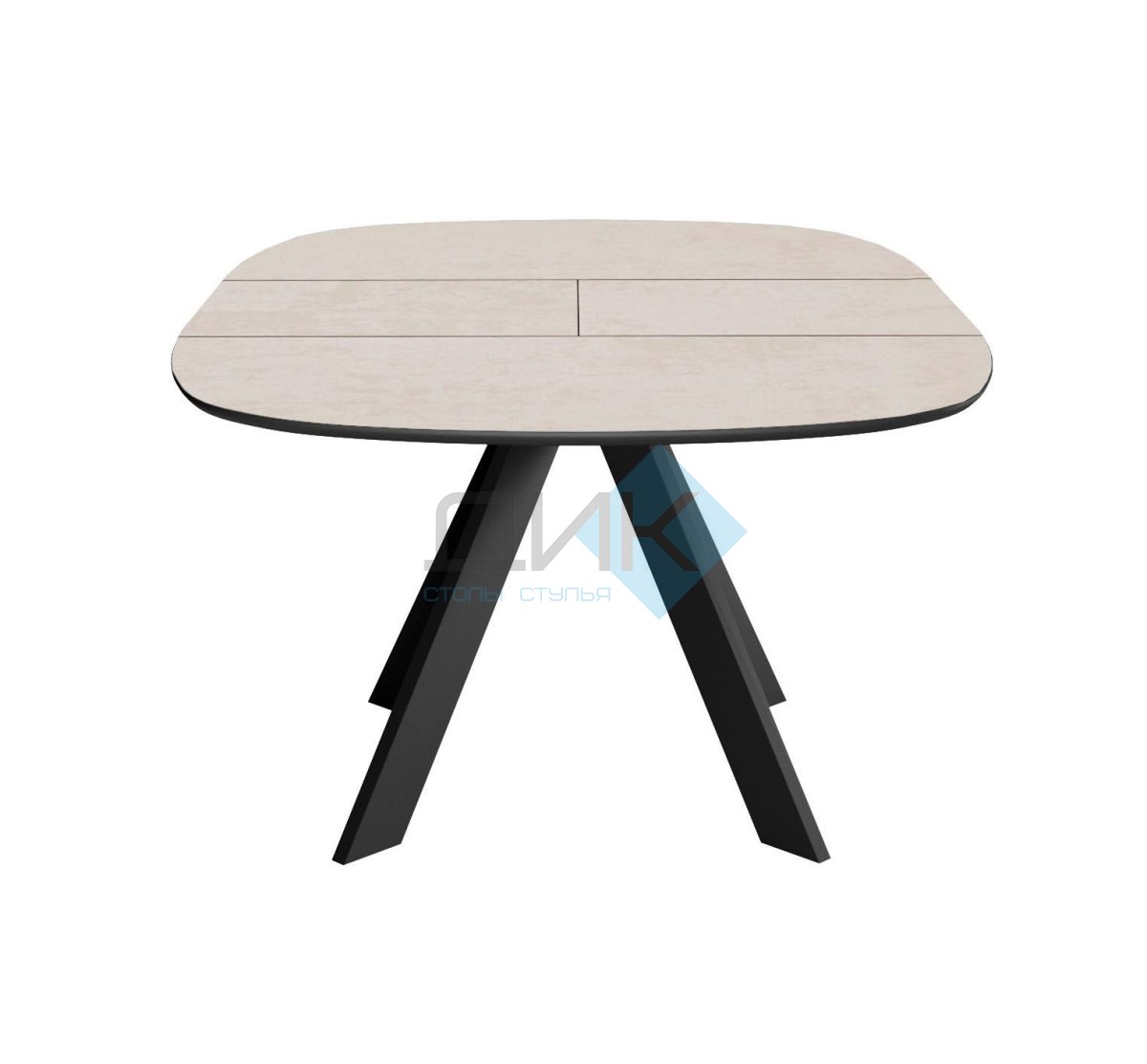 Стол DikLine BK100 Керамика Krater Perla (бежевый матовый)/подстолье черное/опоры черные