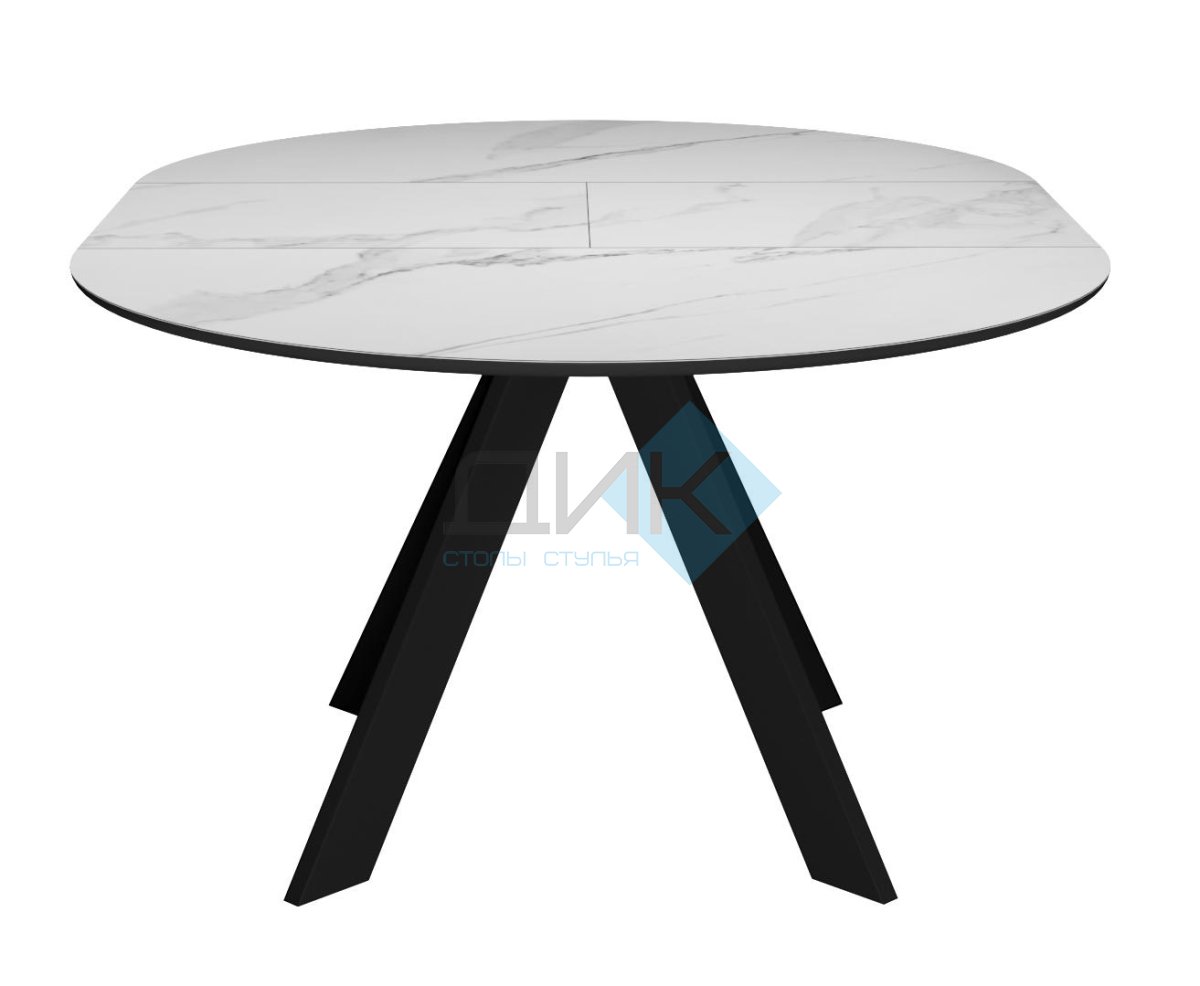 Стол DikLine SKC110 d1100 Керамика Белый мрамор/подстолье черное/опоры черные