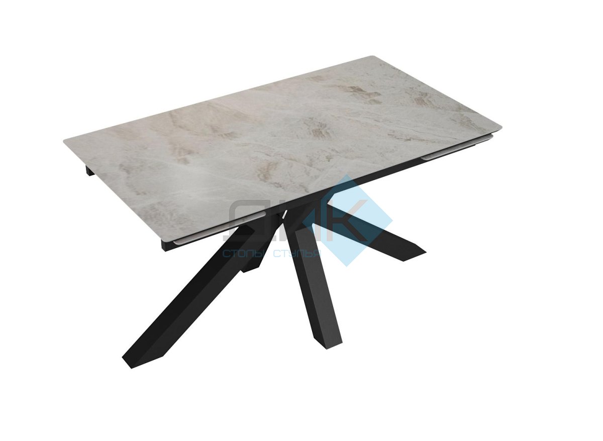 Стол DikLine SFE140 Керамика Italian Grey (глянец серый)/подстолье черное/опоры черные (2 уп.)