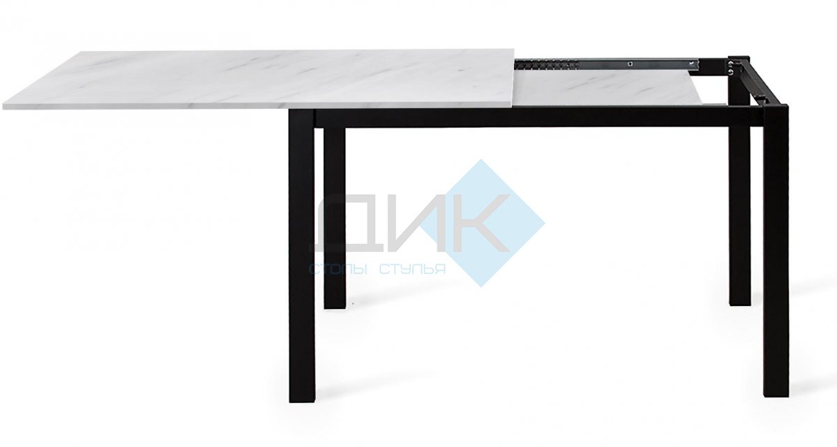 Стол Dikline L110 Мрамор белый (ЛДСП EGGER)/Опоры черный