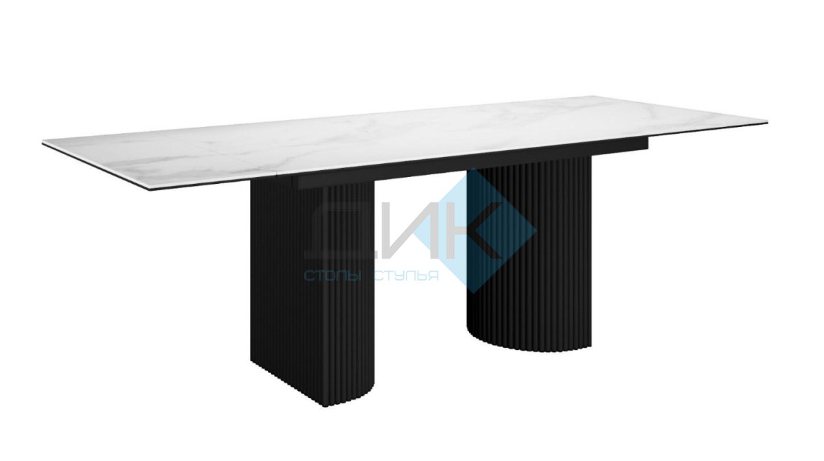 Стол DikLine IKD160 Керамика Carrara Gloss (мрамор глянец белый)/подстолье черное (2 уп.)