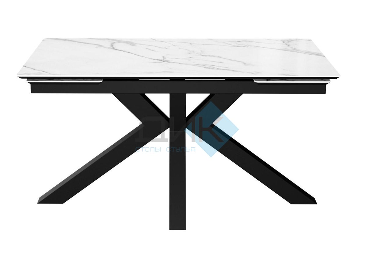 Стол DikLine SFE160 Керамика Tianshan White (белый полуглянец)/подстолье черное/опоры черные (2 уп.)