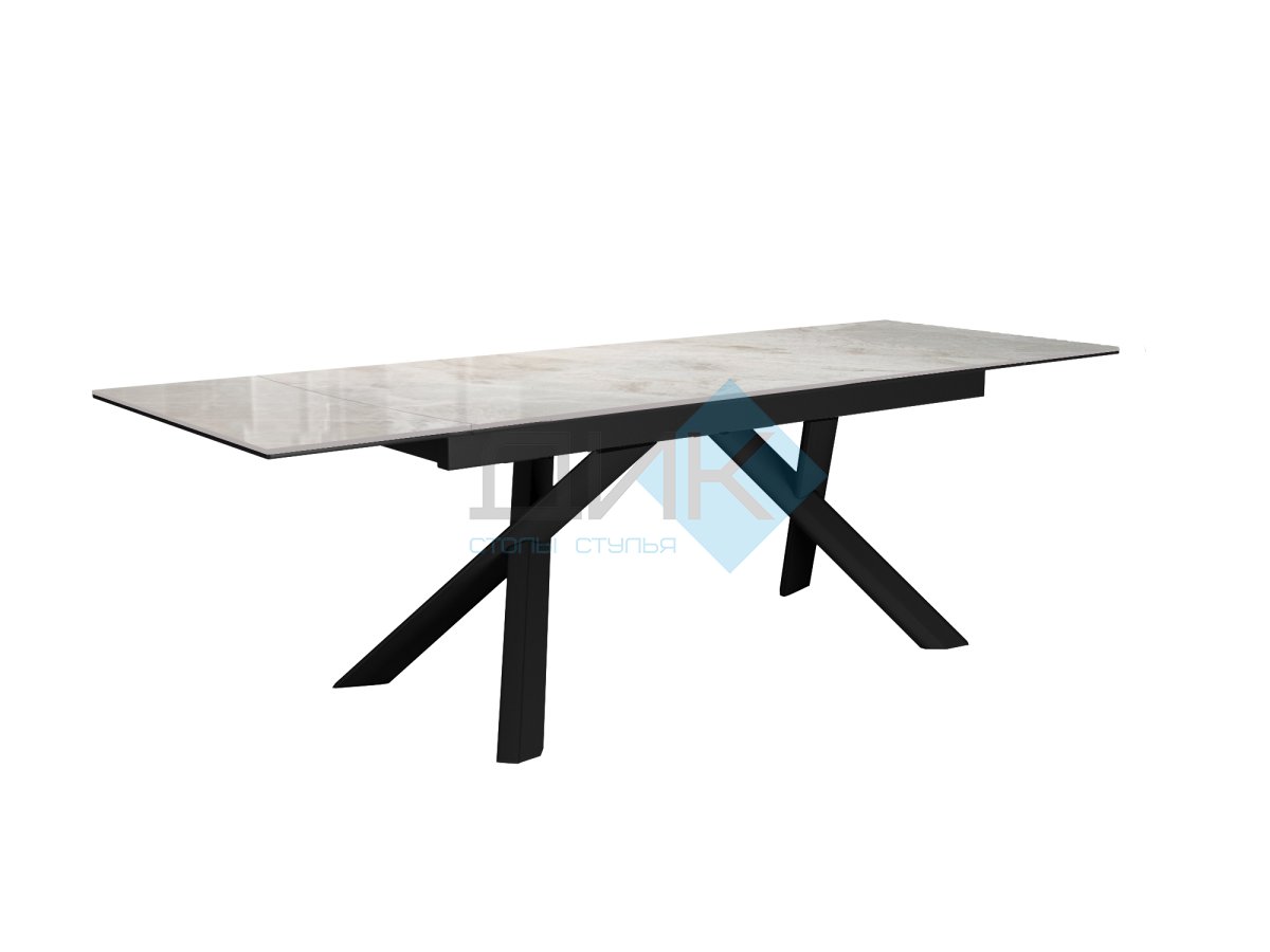 Стол DikLine DKX140 керамика Italian Grey (глянец серый), подстолье черное, опоры черные (2уп.)