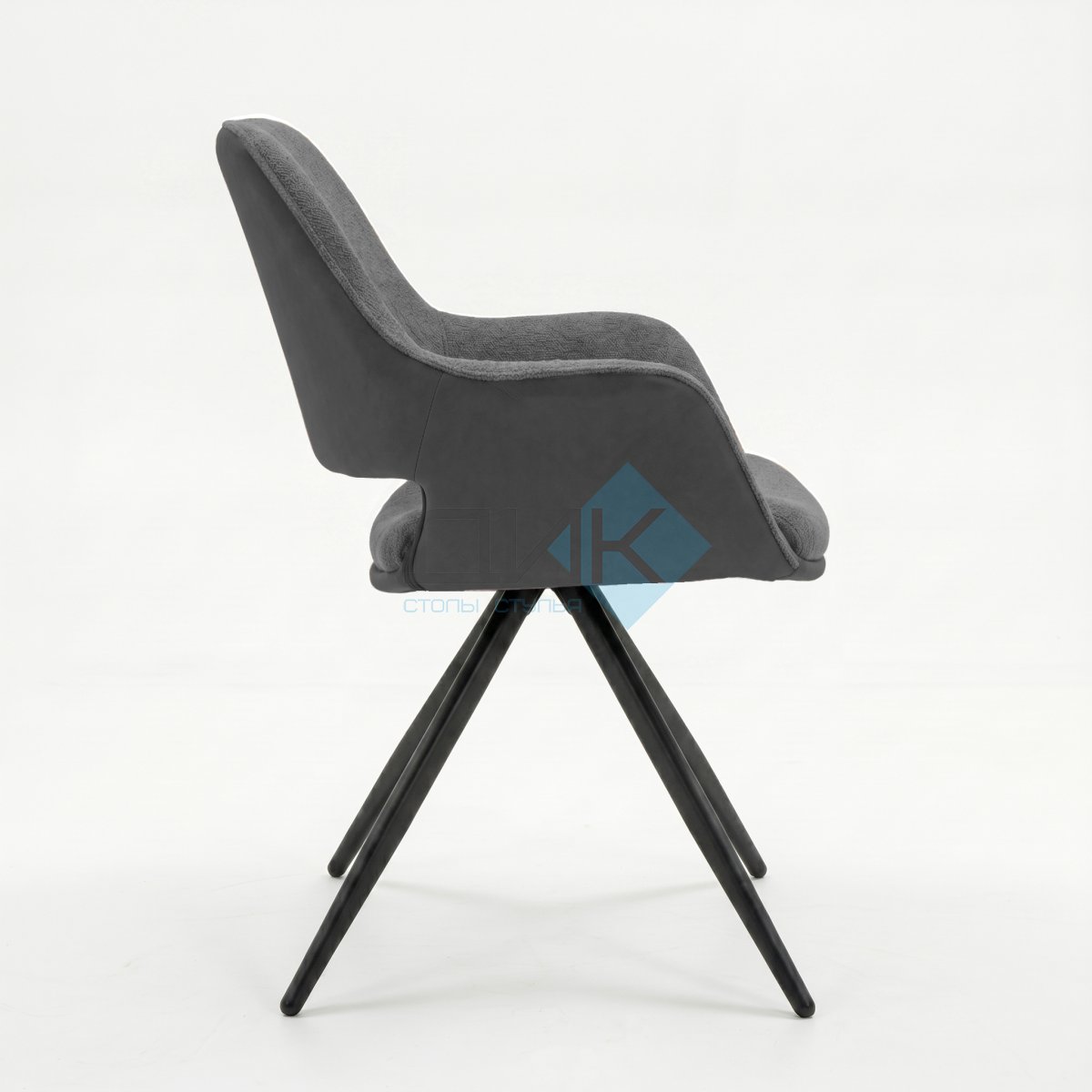 Стул DikLine 506 поворотный, BL13/кожзам BUFF16 серый, ножки черные