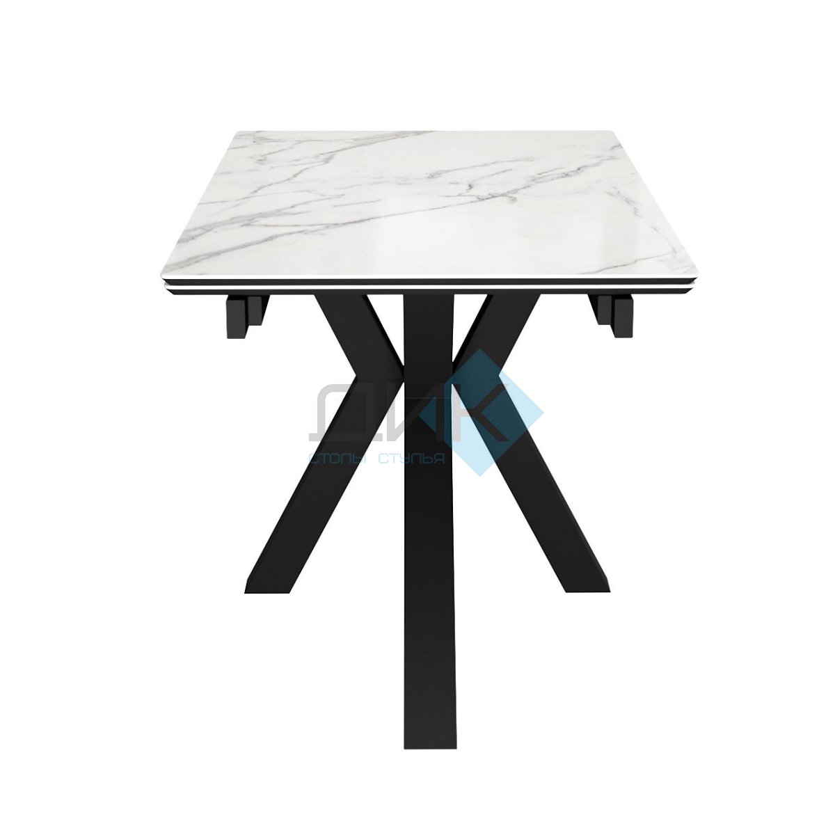 Стол DikLine SFE160 Керамика Tianshan White (белый полуглянец)/подстолье черное/опоры черные (2 уп.)