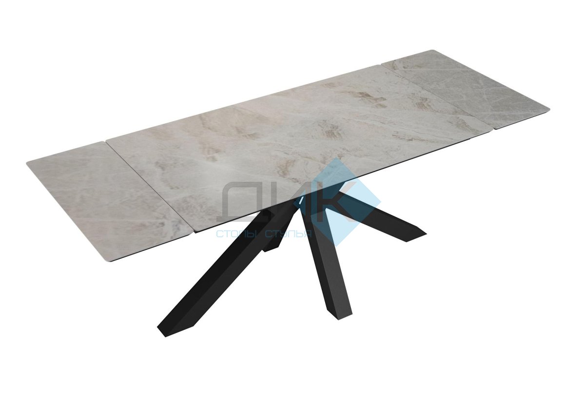 Стол DikLine SFE160 Керамика Italian Grey (глянец серый)/подстолье черное/опоры черные (2 уп.)
