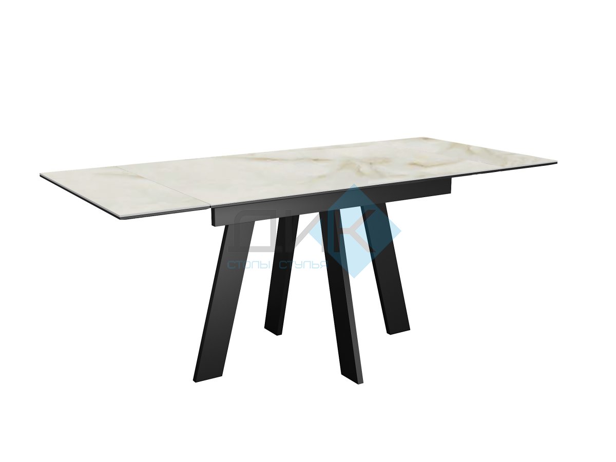 Стол DikLine SKM110 Керамика глянец Ostra Bianco (мрамор глянец белый)/подстолье черное