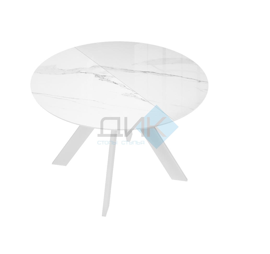 Стол DikLine SFC100 d1000 стекло Оптивайт Белый мрамор/подстолье белое