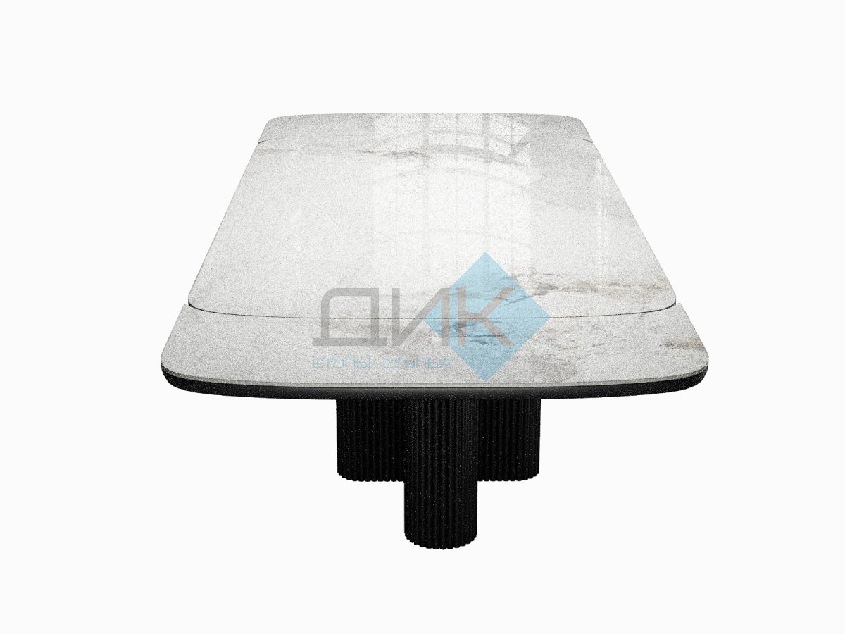 Стол DikLine SKO140 Керамика Пандора Серый глянец YB8020122BG/подстолье черное/опоры черные (2 уп.)