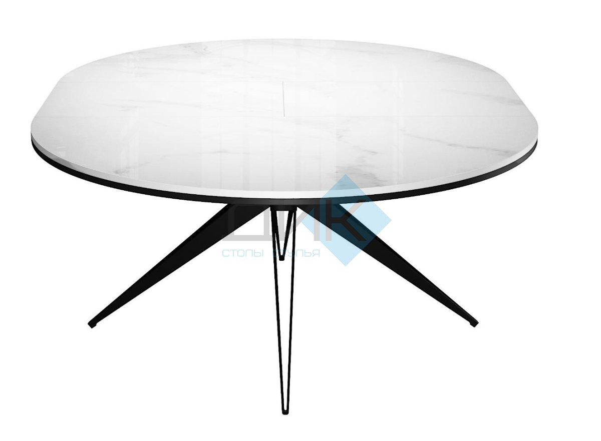 Стол DikLine KW120 керамика белый мрамор C11 глянец/опоры черные (2 уп)