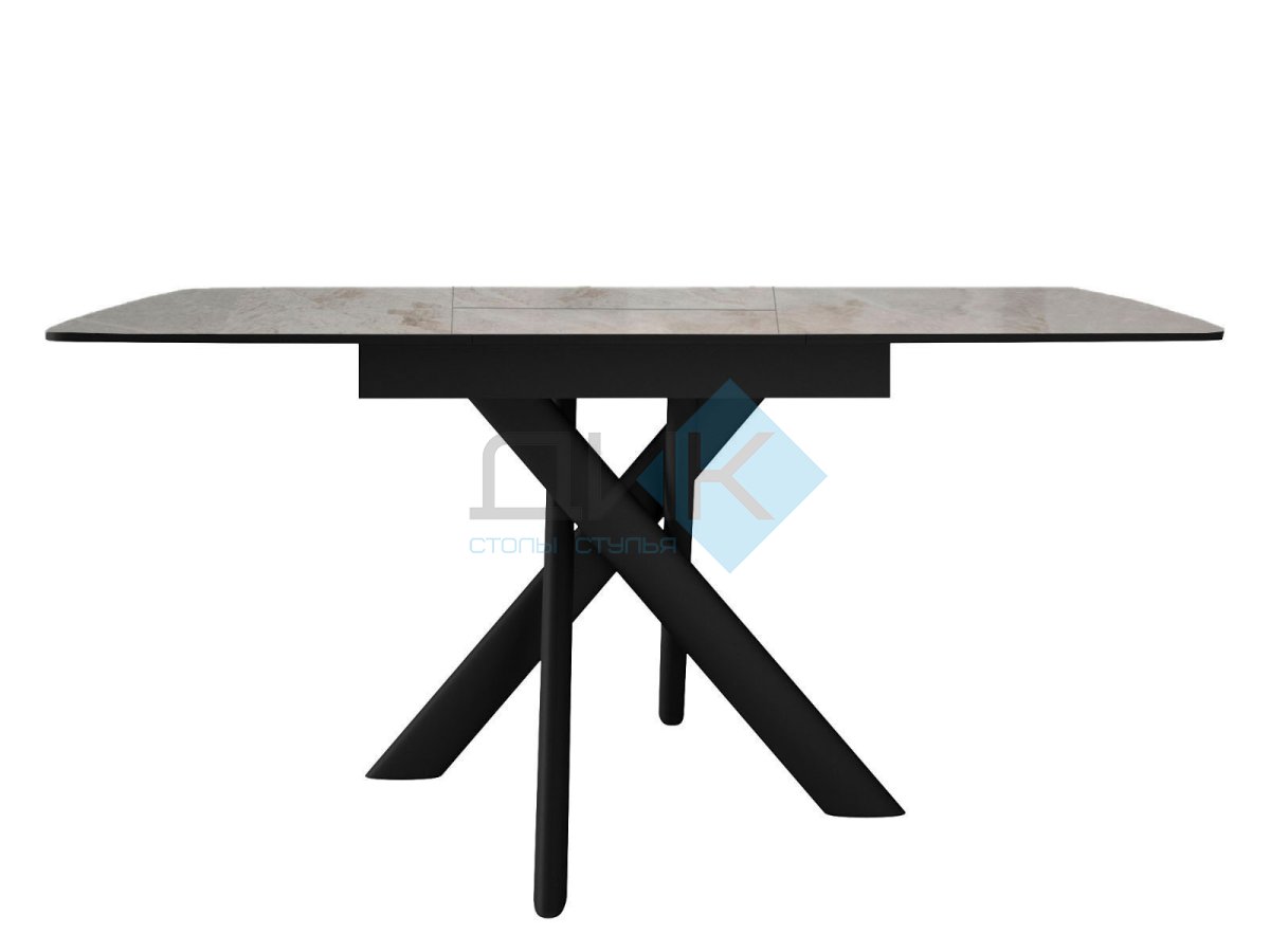 Стол DikLine DKB110, Керамика Italian Grey (глянец серый)/подстолье черное/опоры черные