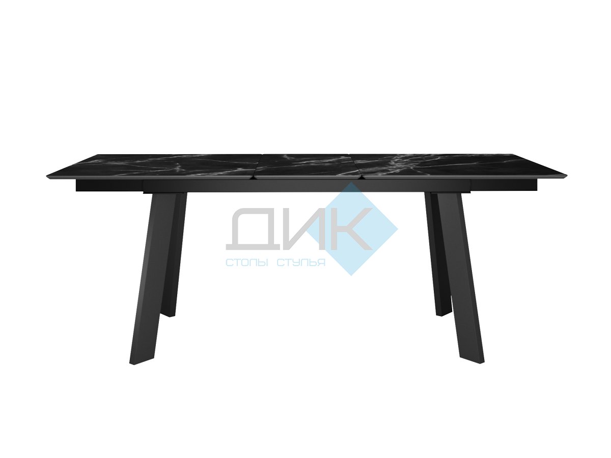 Стол DikLine DKH160, керамика 160(200)х90, мрамор черный матовый, опоры черные (2 уп.)