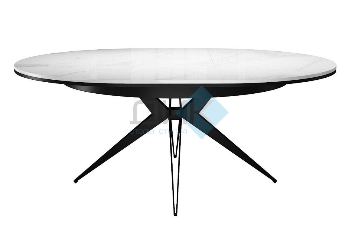 Стол DikLine KW120 керамика белый мрамор C11 глянец/опоры черные (2 уп)