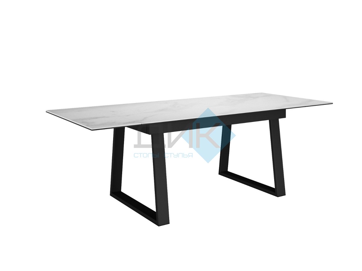 Стол DikLine DKZ160 Керамика Tianshan White (белый полуглянец)/подстолье черное/опоры черные (2 уп.)