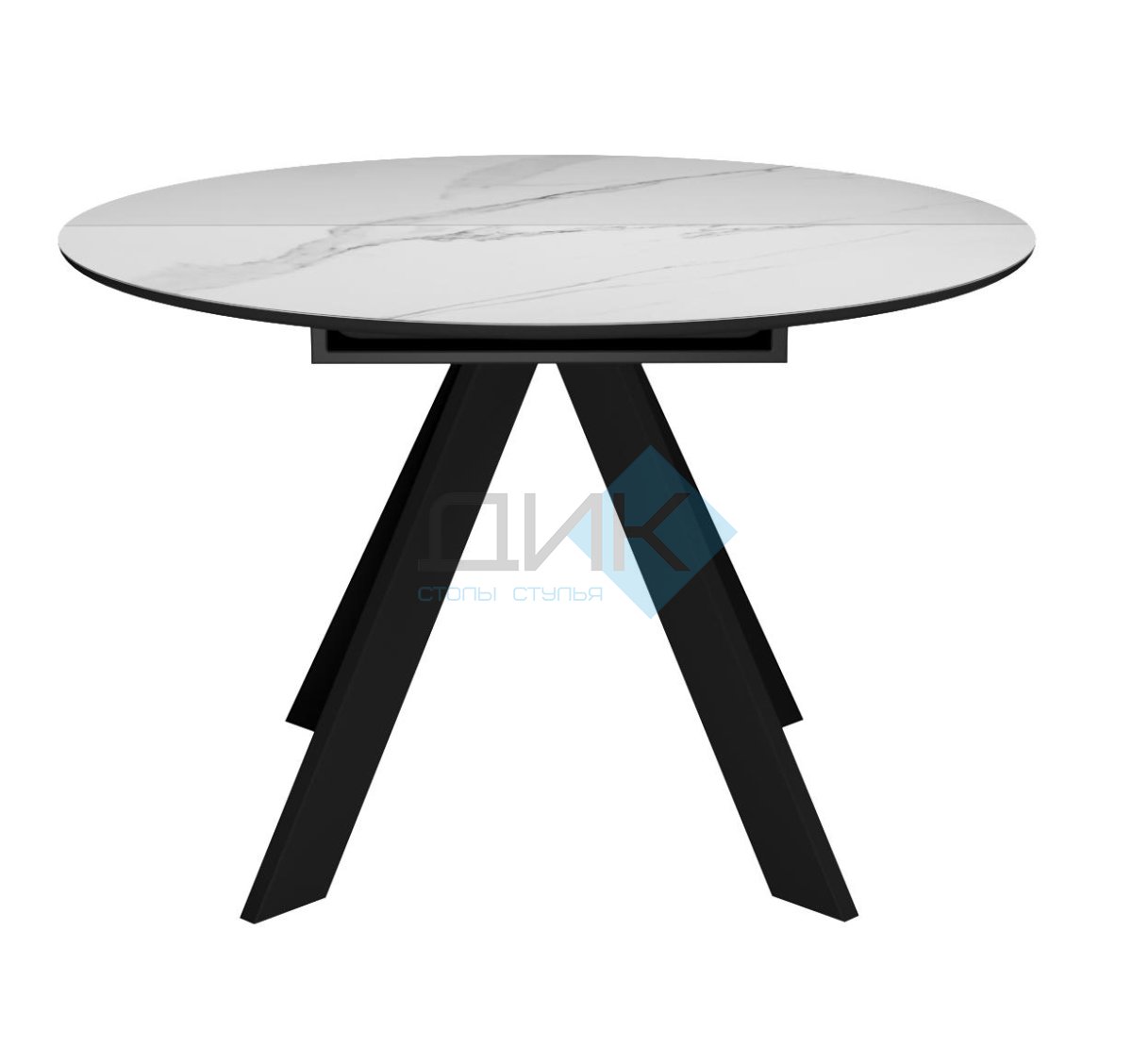 Стол DikLine SKC110 d1100 Керамика Белый мрамор/подстолье черное/опоры черные