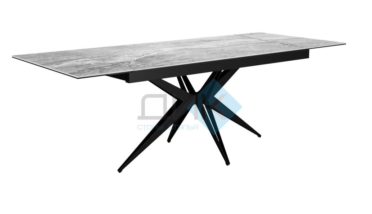 Стол DikLine KW160 керамика серый мрамор С31 глянец/опоры черные (2 уп.)