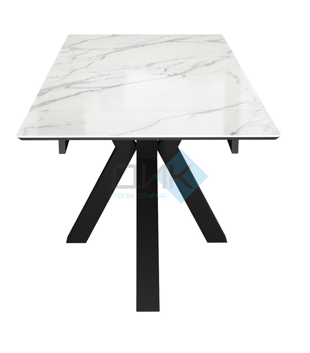Стол DikLine SFE140 Керамика Tianshan White (белый полуглянец)/подстолье черное/опоры черные (2 уп.)
