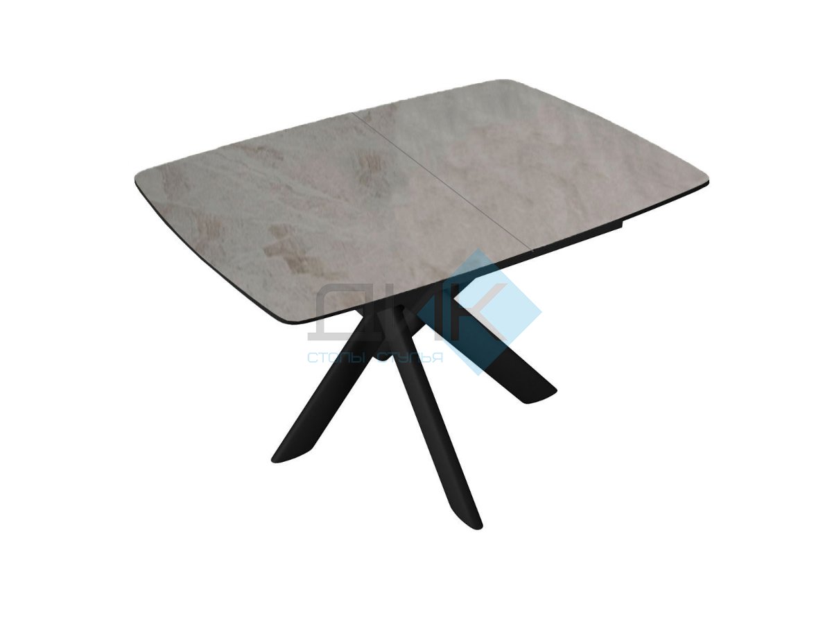Стол DikLine DKB110, Керамика Italian Grey (глянец серый)/подстолье черное/опоры черные