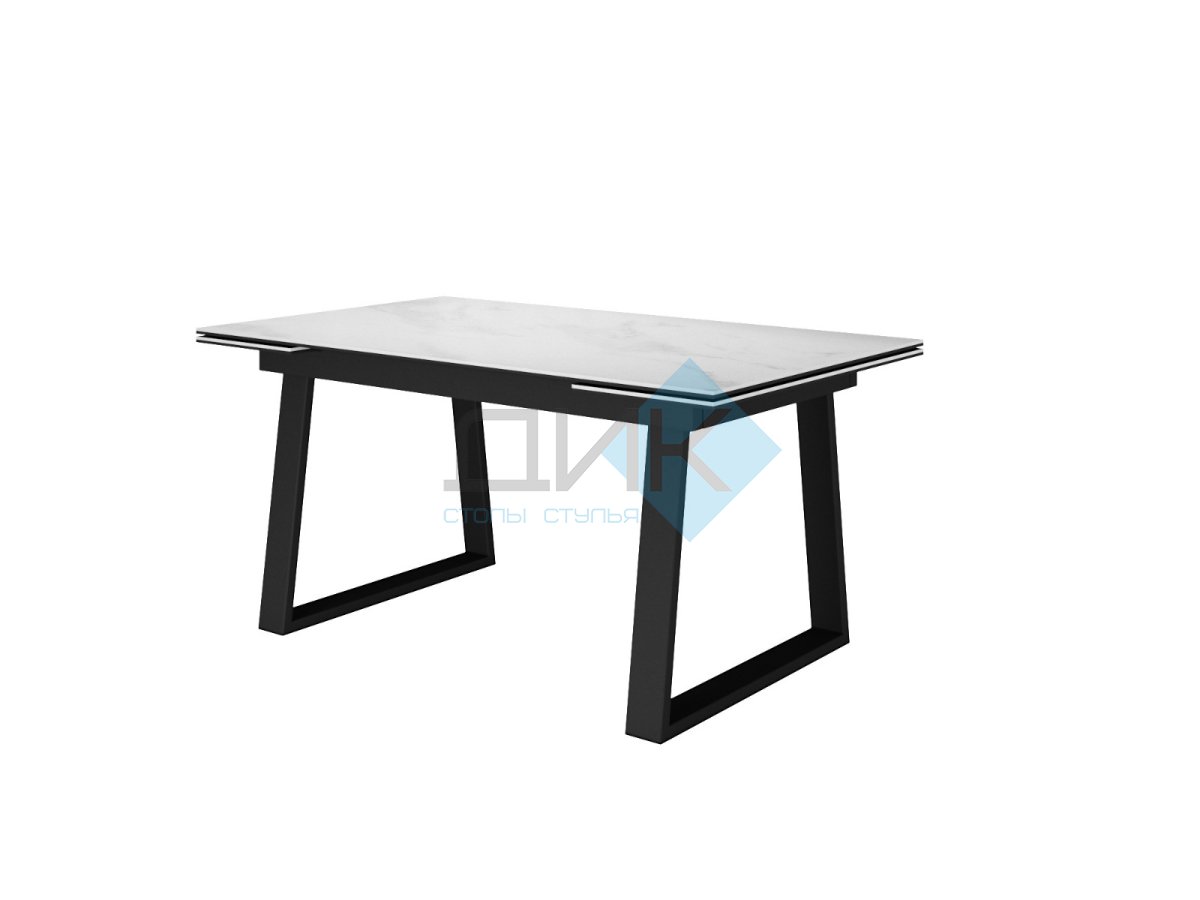 Стол DikLine DKZ160 Керамика Tianshan White (белый полуглянец)/подстолье черное/опоры черные (2 уп.)