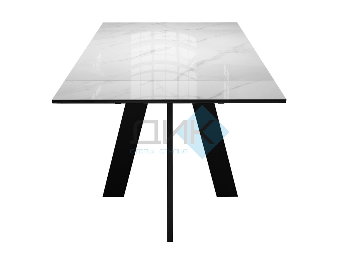 Стол DikLine SKM140 Керамика Carrara Gloss (мрамор глянец белый)/опоры черные