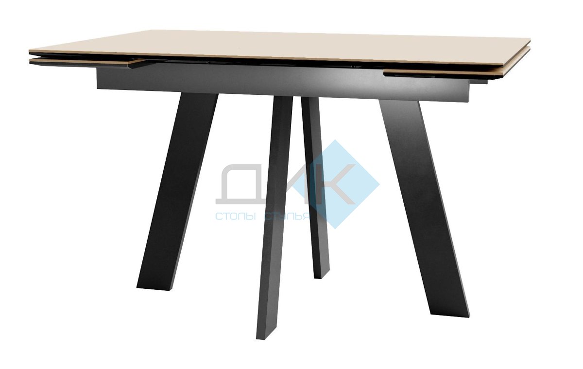 Стол DikLine SKM120 Керамика Krater Perla (бежевый матовый)/подстолье черное