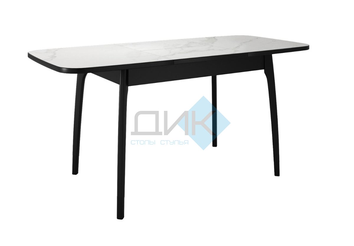 Стол DikLine MK40 Керамика Белый мрамор/подстолье черное/опоры черные