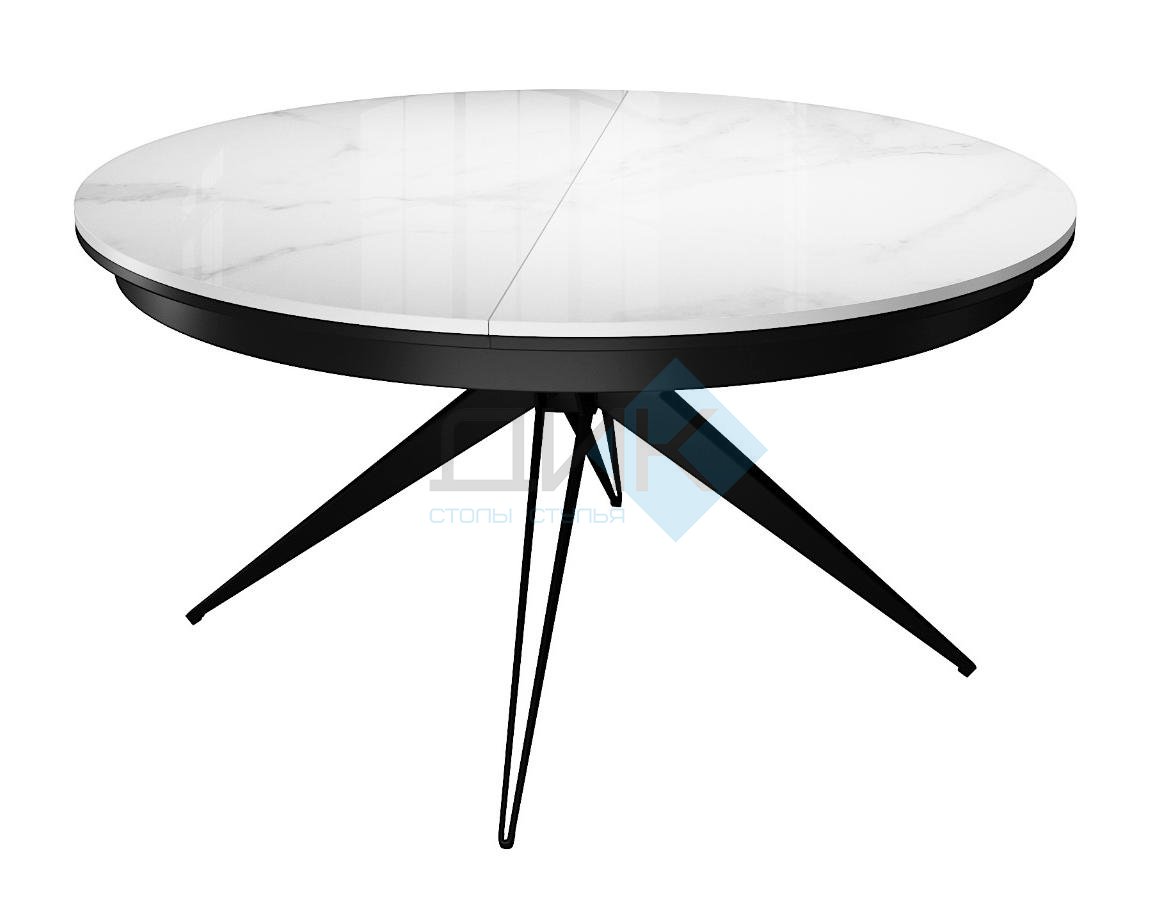 Стол DikLine KW120 керамика белый мрамор C11 глянец/опоры черные (2 уп)