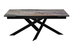 Стол DikLine EKX180, Керамика Venetian Brown Light глянец (К4), опоры черные (2 уп.)