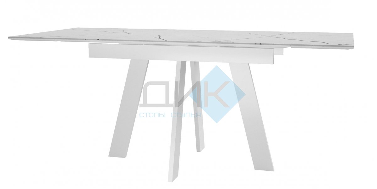 Стол DikLine SKM120 Керамика Белый мрамор/подстолье белое/опоры белые (2 уп.)