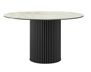 Стол DikLine AKR120 Керамика глянец Ostra Bianco/подстолье черное/опоры черные (2 уп.)