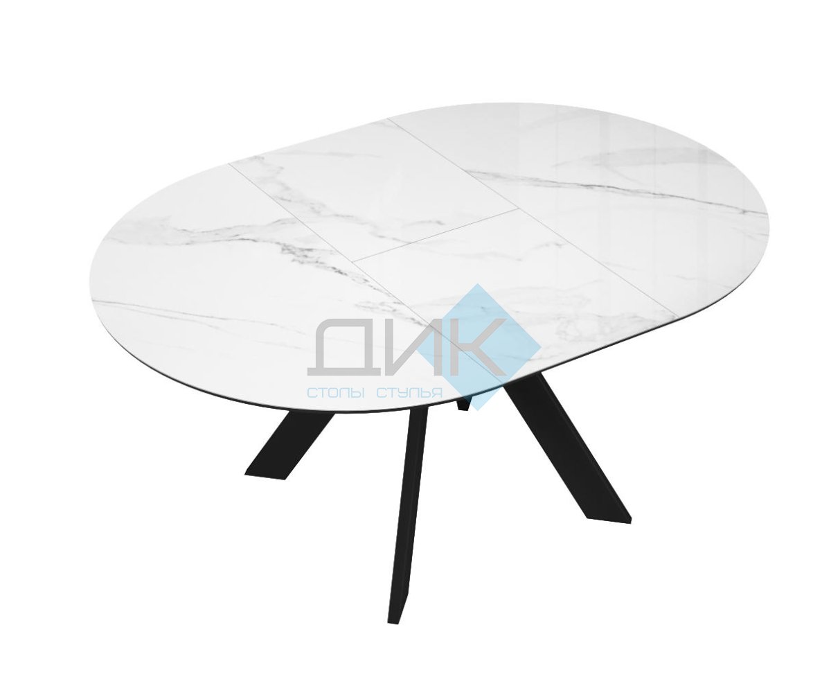 Стол DikLine SFC100 d1000 стекло Оптивайт Белый мрамор/подстолье черное