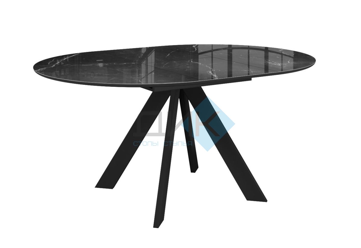 Стол DikLine SFC110 d1100 стекло Оптивайт Черный мрамор/подстолье черное/опоры черные