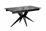 Стол DikLine DKS140 керамика Nebula Gold (мрамор глянец серый), подстолье черное, опоры черные (2уп.)
