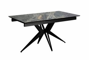 Стол DikLine DKS140 керамика Nebula Gold (мрамор глянец серый), подстолье черное, опоры черные (2уп.)