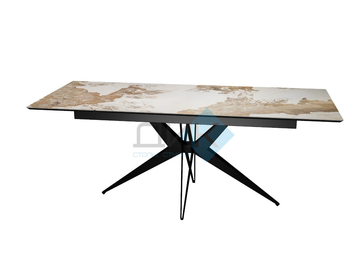 Стол DikLine DKS140 керамика PANDORA глянец, подстолье черное, опоры черные (2уп.)