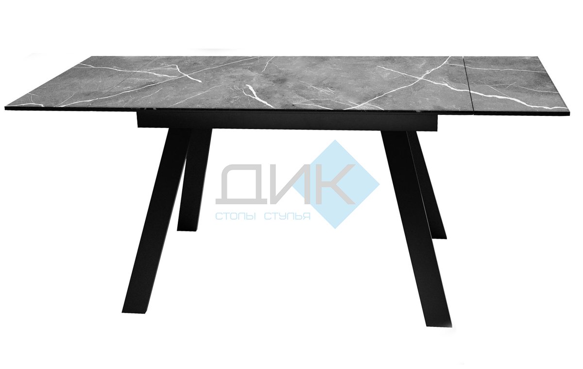 Стол DikLine DKL140 Керамика Серый мрамор/опоры черные (2 уп.)