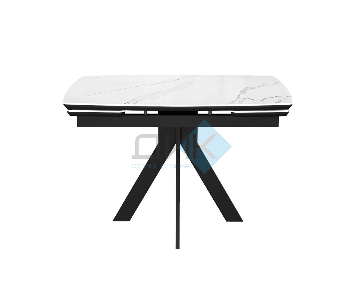 Стол DikLine DKU120 Керамика Белый мрамор/подстолье черное/опоры черные (2 уп.)