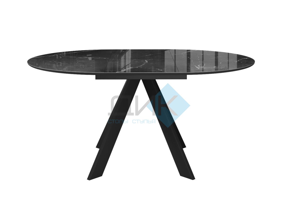 Стол DikLine SFC110 d1100 стекло Оптивайт Черный мрамор/подстолье черное/опоры черные