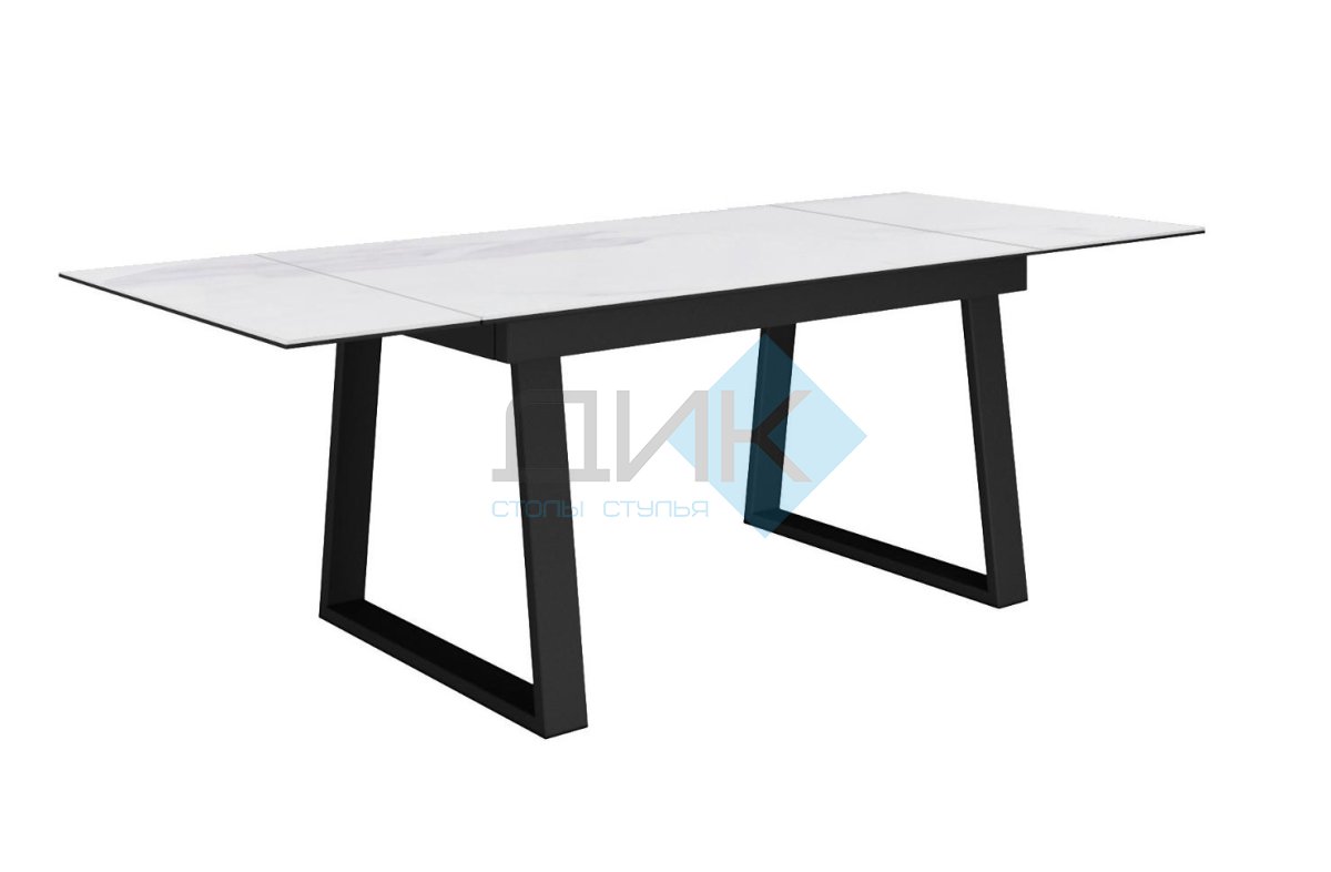 Стол DikLine DZ200 Мрамор Кристал белый/черные (2 уп.)